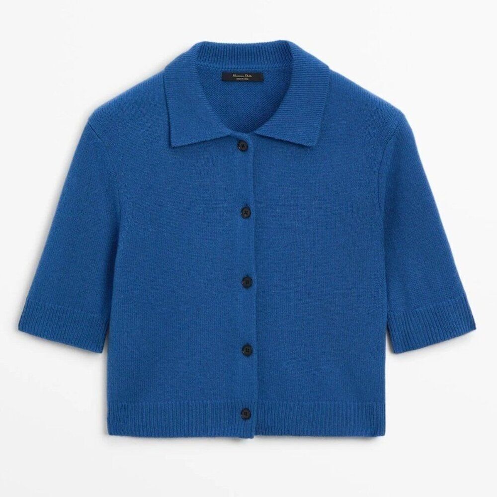 Massimo Dutti Womens Sweater XS Blue Wool Cashmere Cardigan 5749/639 NWT - Picture 3 of 10